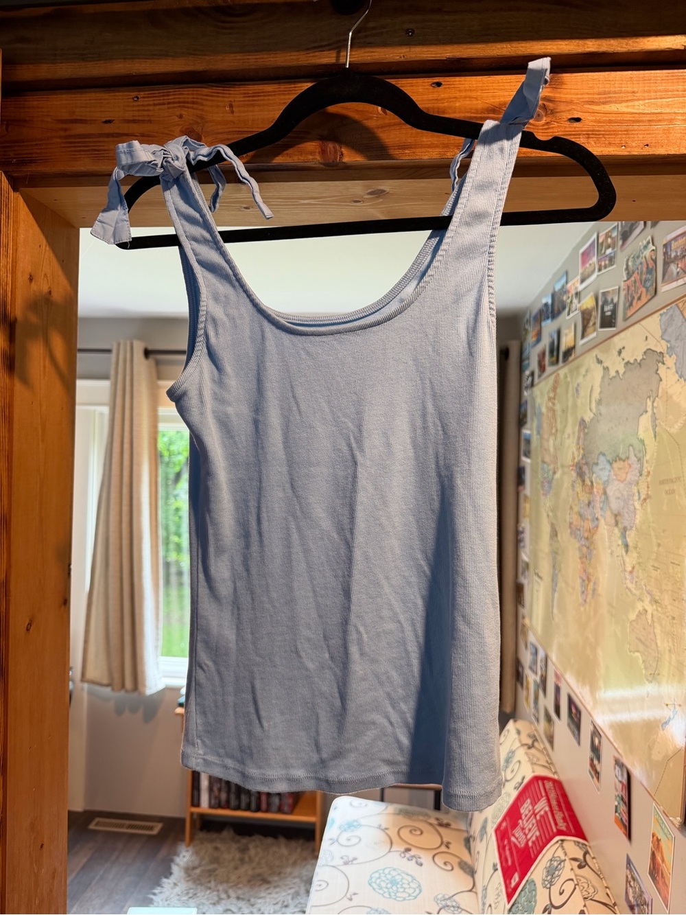 a new day Light Blue Tie-Shoulder Tank Top